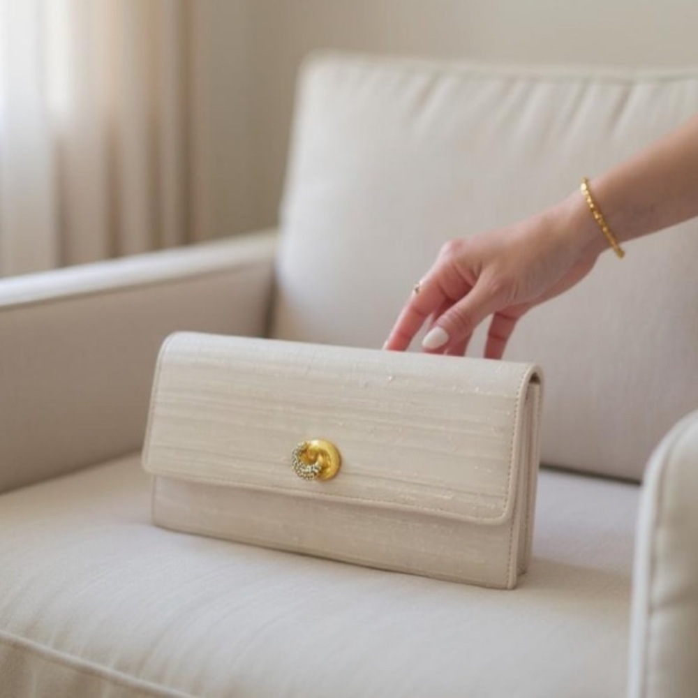 Premier Edition Light Pink Brocade Silk Clutch